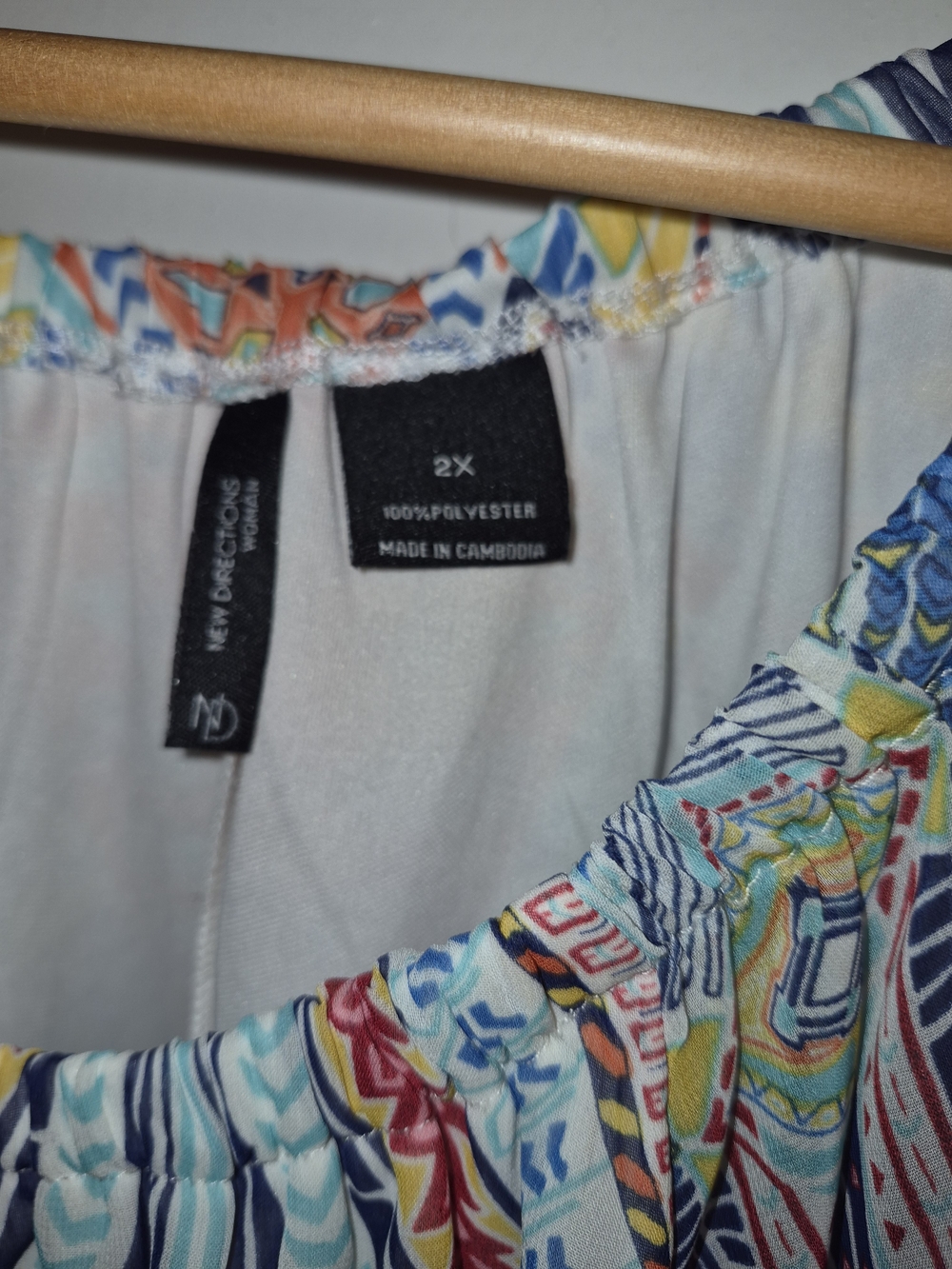 Top New Directions Plus-Size Blue Multi Print Womens - 2X